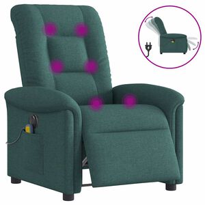 vidaXL Sill&oacute;n reclinable de masaje el&eacute;ctrico tela verde oscuro
