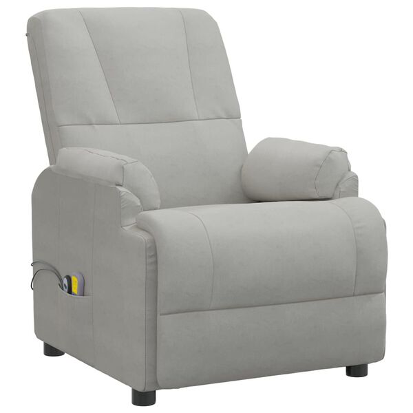 vidaXL Sill&oacute;n de masaje elevable de piel de ante artificial gris claro