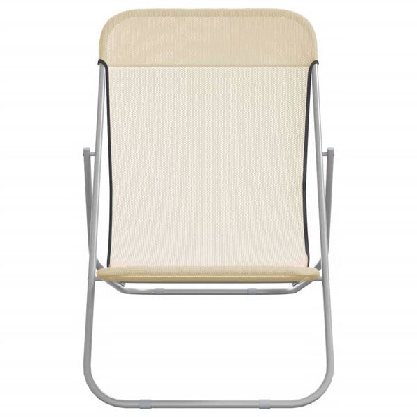 vidaXL Silla de playa plegable 2 uds acero recubierto textilene crema