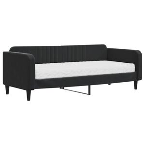 vidaXL Sof&aacute; cama con colch&oacute;n terciopelo negro 90x200 cm