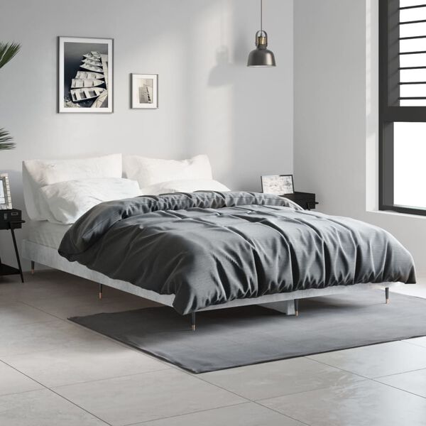 vidaXL Estructura de cama madera de ingeniería gris hormigón 120x190cm
