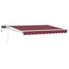 vidaXL Toldo manual retr&aacute;ctil con LEDs Rojo burdeos 3 x 2,5 m