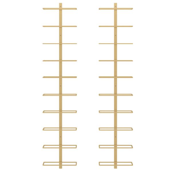 vidaXL Botellero de pared para 10 botellas 2 unidades metal dorado