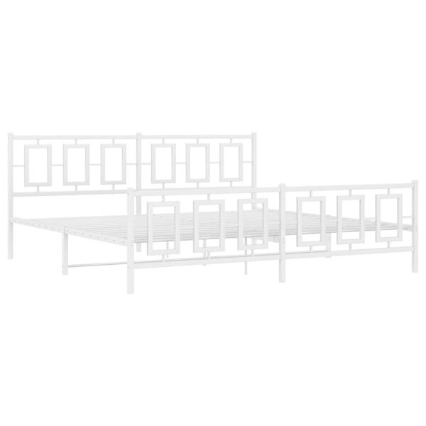 vidaXL Estructura cama sin colch&oacute;n con estribo metal blanco 193x203 cm