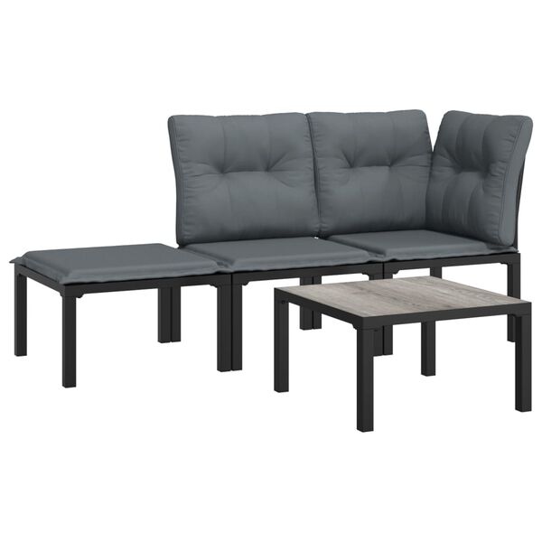 vidaXL Set de muebles de jardín 4 piezas ratán sintético negro y gris