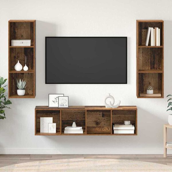 vidaXL Conjunto de mueble de TV Montaje en la pared 3 pcs Madera Vieja