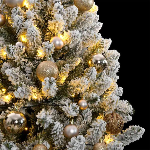 vidaXL &Aacute;rbol de Navidad artificial con bisagras 300 LED y bolas 210 cm