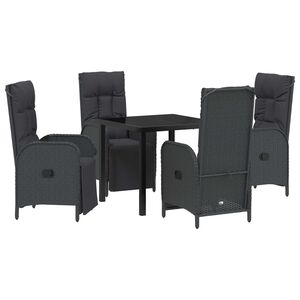 vidaXL Conjunto de Comedor de Jard&iacute;n 5 pcs Negro rat&aacute;n sint&eacute;tico