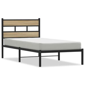 vidaXL Estructura de cama sin colchón metal roble Sonoma 107x203 cm