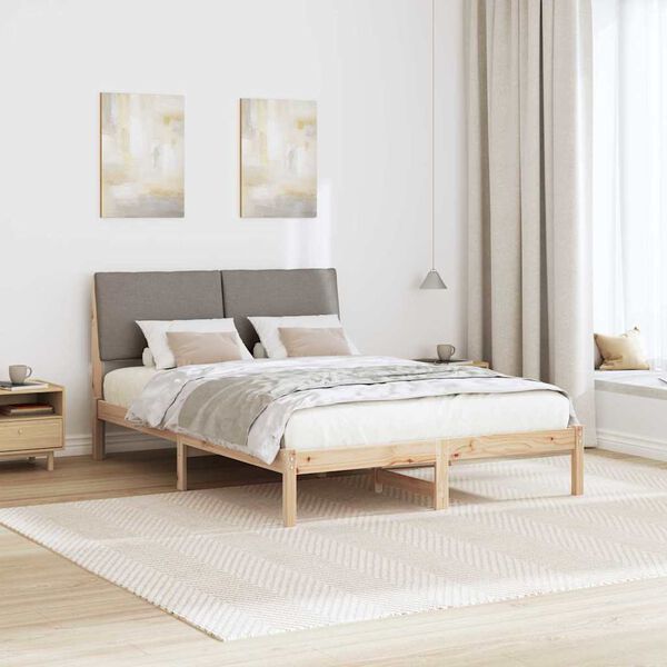 vidaXL Estructura de cama con cabecera Marr&oacute;n y taupe 160 x 200 cm