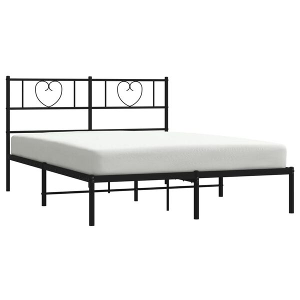 vidaXL Estructura cama sin colch&oacute;n con cabecero metal negro 140x190 cm