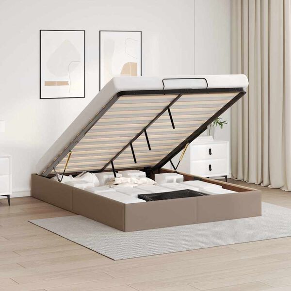 vidaXL Estructura cama otomana sin colch&oacute;n cappucino 140x200 cm