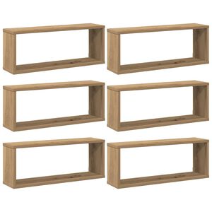 vidaXL Estantes cubo de pared 6 uds madera roble artisan 60x15x23 cm