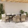vidaXL Conjunto de Comedor de Jard&iacute;n 7 pcs Beige rat&aacute;n sint&eacute;tico