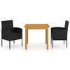 vidaXL Juego de comedor para jard&iacute;n 3 piezas negro