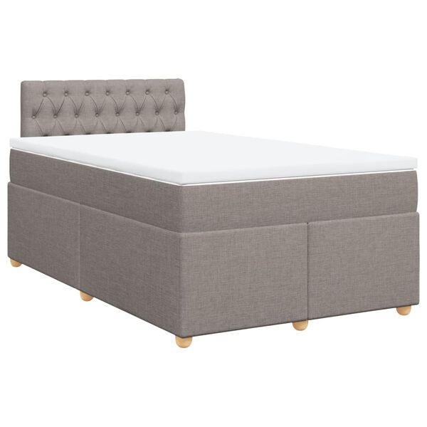 vidaXL Cama box spring con colchón tela gris taupe 120x190 cm