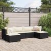 vidaXL Set muebles de jard&iacute;n 6 piezas y cojines rat&aacute;n sint&eacute;tico negro