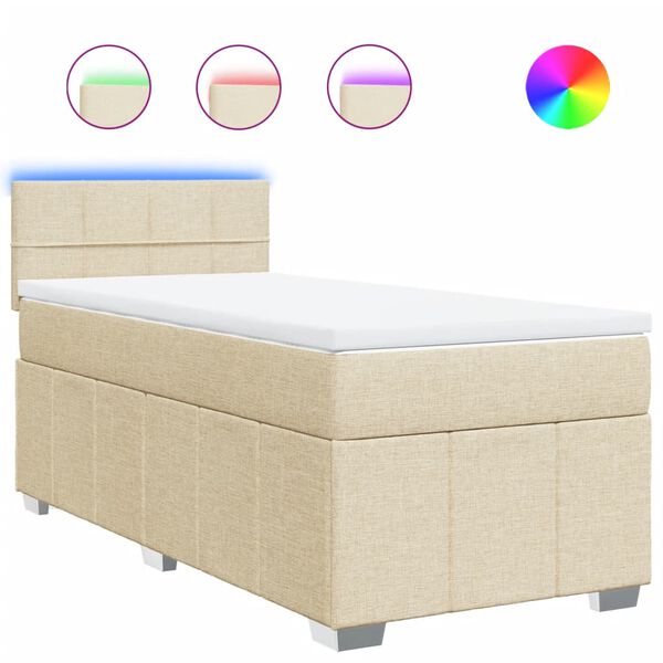 vidaXL Cama box spring con colch&oacute;n tela color crema 100x200 cm