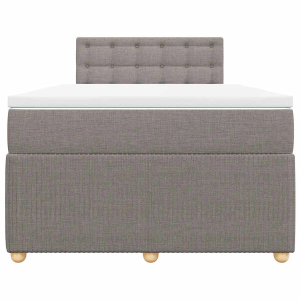 vidaXL Cama box spring con colchón tela gris taupe 120x190 cm