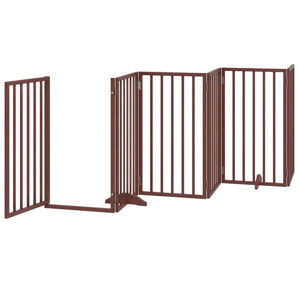 vidaXL Puerta de perros plegable 15 paneles madera &aacute;lamo marr&oacute;n 750 cm