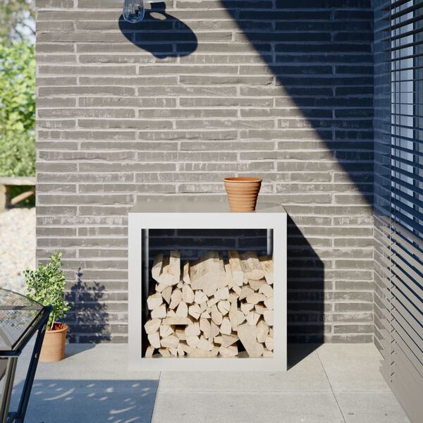 vidaXL Le&ntilde;ero de acero blanco 60x40x60 cm