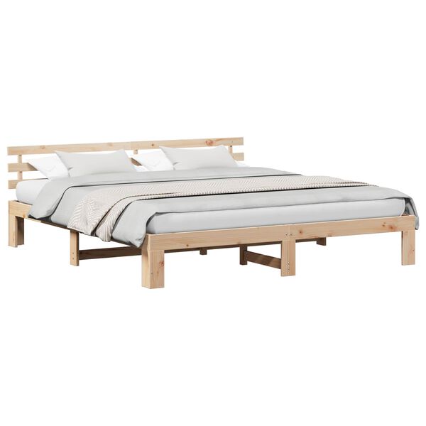 vidaXL Estructura de cama Natural 180 x 200 cm Madera de pino macizo