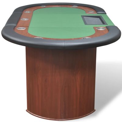 vidaXL Mesa de póker 10 jugadores bandeja de fichas y zona de crupier