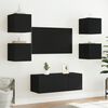 vidaXL Muebles de TV de pared con LED 6 pzas madera ingenier&iacute;a negro