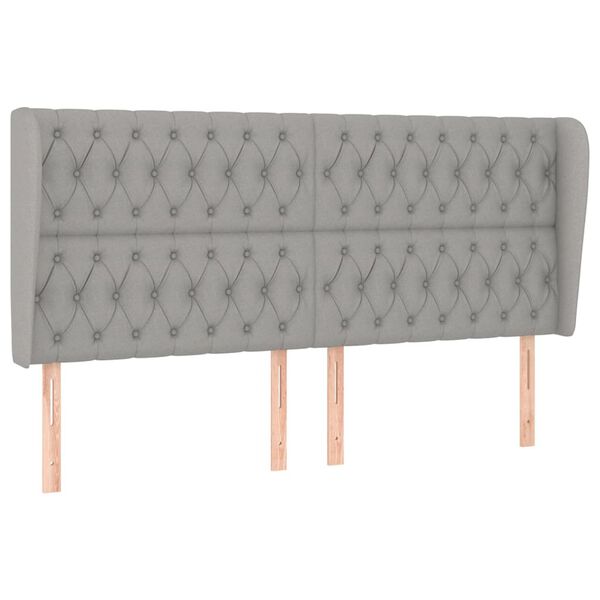 vidaXL Cabecero con orejas de tela gris claro 183x23x118/128 cm