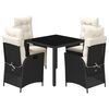 vidaXL Set de muebles jard&iacute;n 5 pzas con cojines rat&aacute;n sint&eacute;tico negro