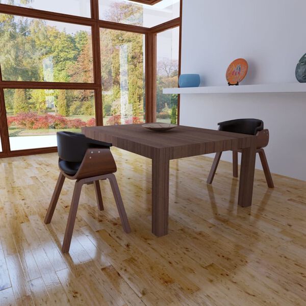 vidaXL Sillas de comedor 2 unidades madera curvada y cuero sint&eacute;tico
