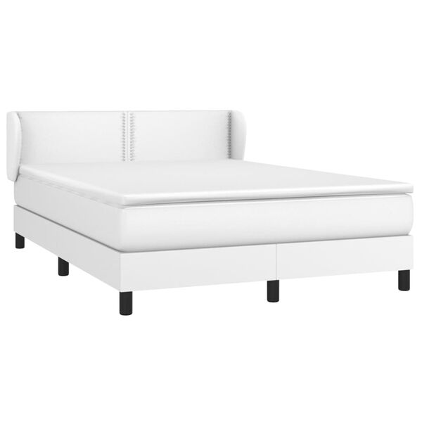 vidaXL Cama box spring con colch&oacute;n cuero sint&eacute;tico blanco 140x200cm
