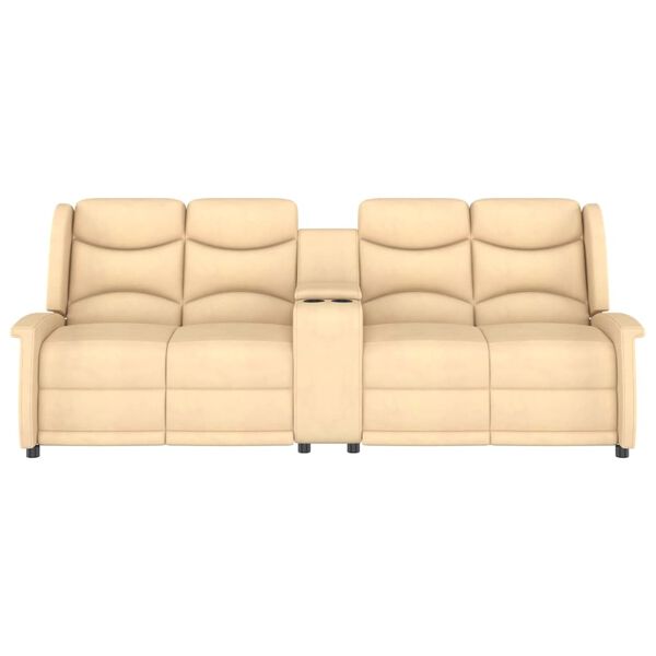vidaXL Sill&oacute;n de masaje reclinable 4 plazas con portavasos crema