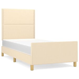 vidaXL Estructura de cama sin colch&oacute;n tela crema 90x190 cm