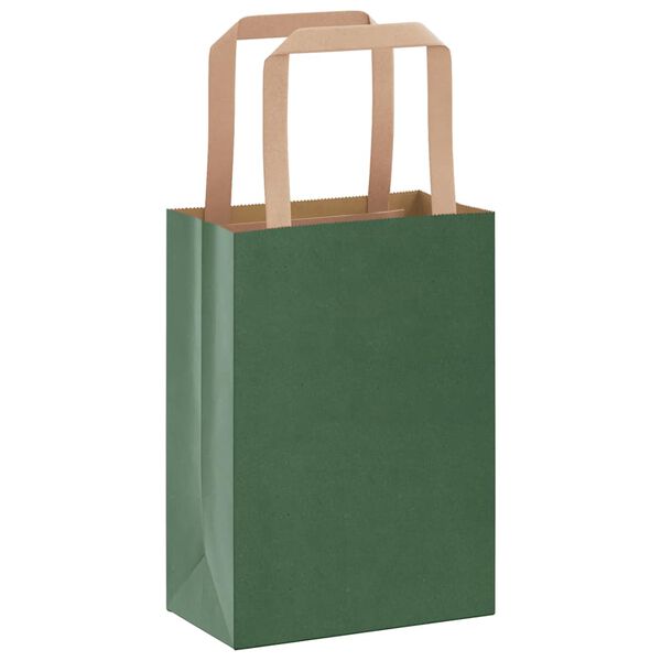 vidaXL Bolsas de papel con asas 50 uds verde 15x8x21 cm