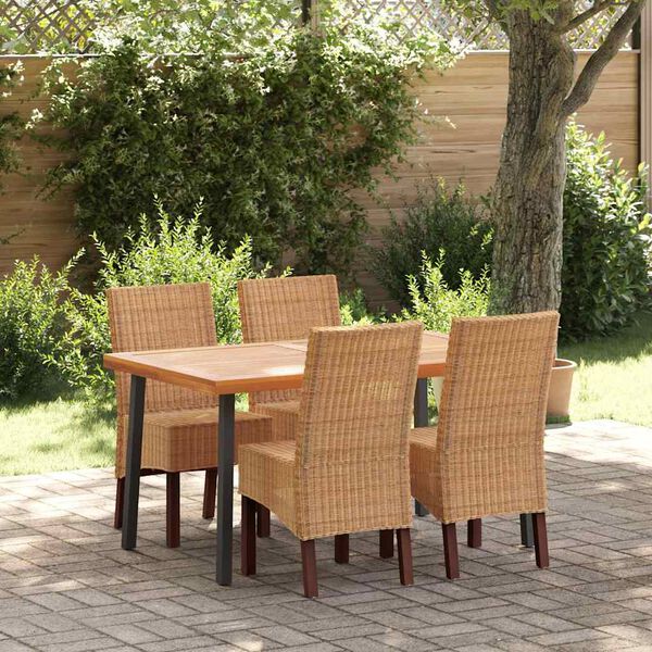 vidaXL Sillas de comedor 4 unidades rat&aacute;n natural marr&oacute;n
