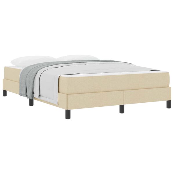 vidaXL Cama tipo Box Spring con colch&oacute;n Crema 140 x 190 cm tela