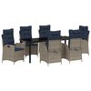 vidaXL Conjunto de Comedor de Jard&iacute;n 7 uds. Gris y Negro Rat&aacute;n