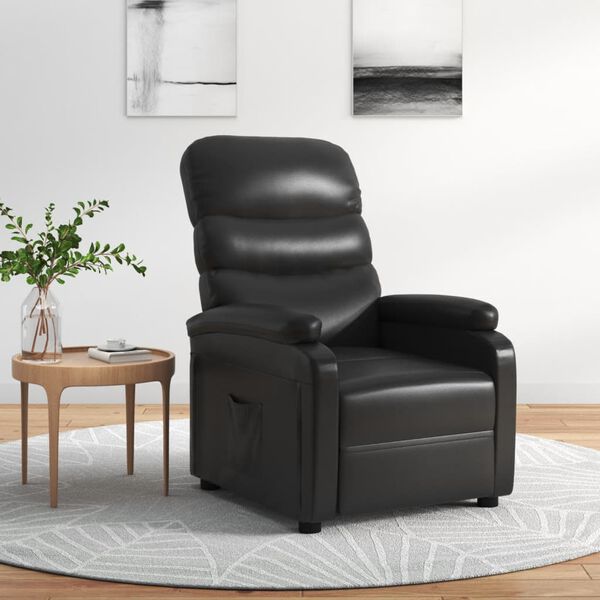 vidaXL Sill&oacute;n reclinable de cuero sint&eacute;tico negro