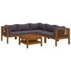 vidaXL Muebles de jard&iacute;n 6 pzas cojines madera maciza de acacia