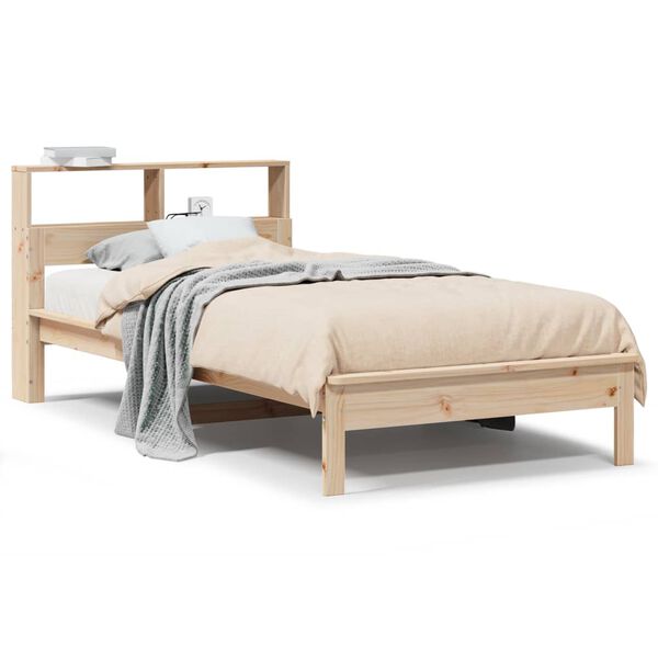 vidaXL Cama con estanter&iacute;a sin colch&oacute;n madera maciza de pino 100x200cm