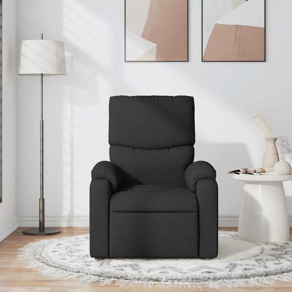 vidaXL Sillón reclinable de masaje de tela negro