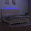 vidaXL Cama box spring colch&oacute;n y luces LED tela crema 200x200 cm