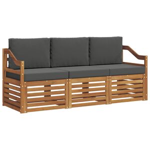 vidaXL Juegos de sof&aacute;s con coj&iacute;n 3 pcs Natural y Antracita