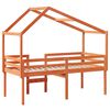vidaXL Cama alta con techo madera maciza de pino marrón cera 80x200 cm