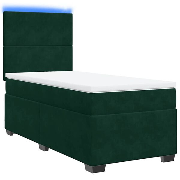 vidaXL Cama box spring con colch&oacute;n terciopelo verde oscuro 90x190 cm