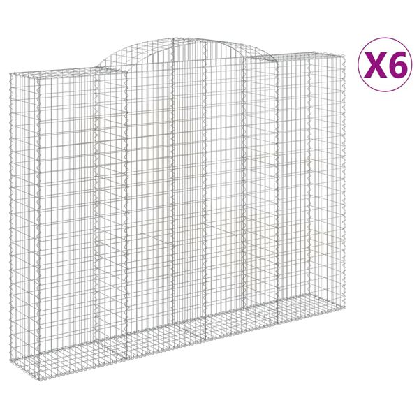 vidaXL Cestas de gaviones 6 uds forma de arco hierro 300x50x220/240 cm