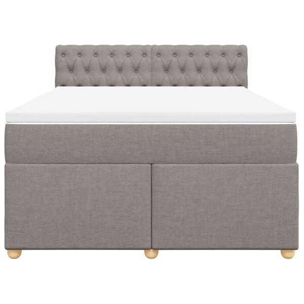 vidaXL Cama box spring con colch&oacute;n tela gris taupe 140x200 cm