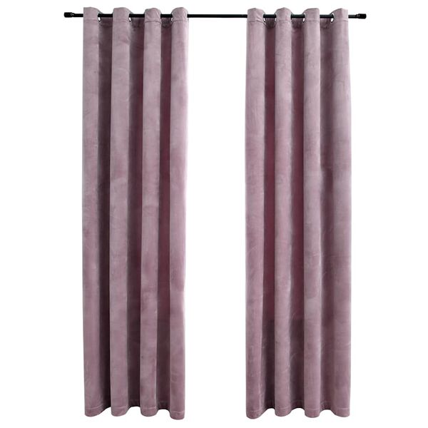 vidaXL Cortinas opacas anillas 2 uds terciopelo rosa viejo 140x225 cm