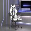 vidaXL Silla gaming giratoria reposapi&eacute;s cuero sint&eacute;tico blanco negro